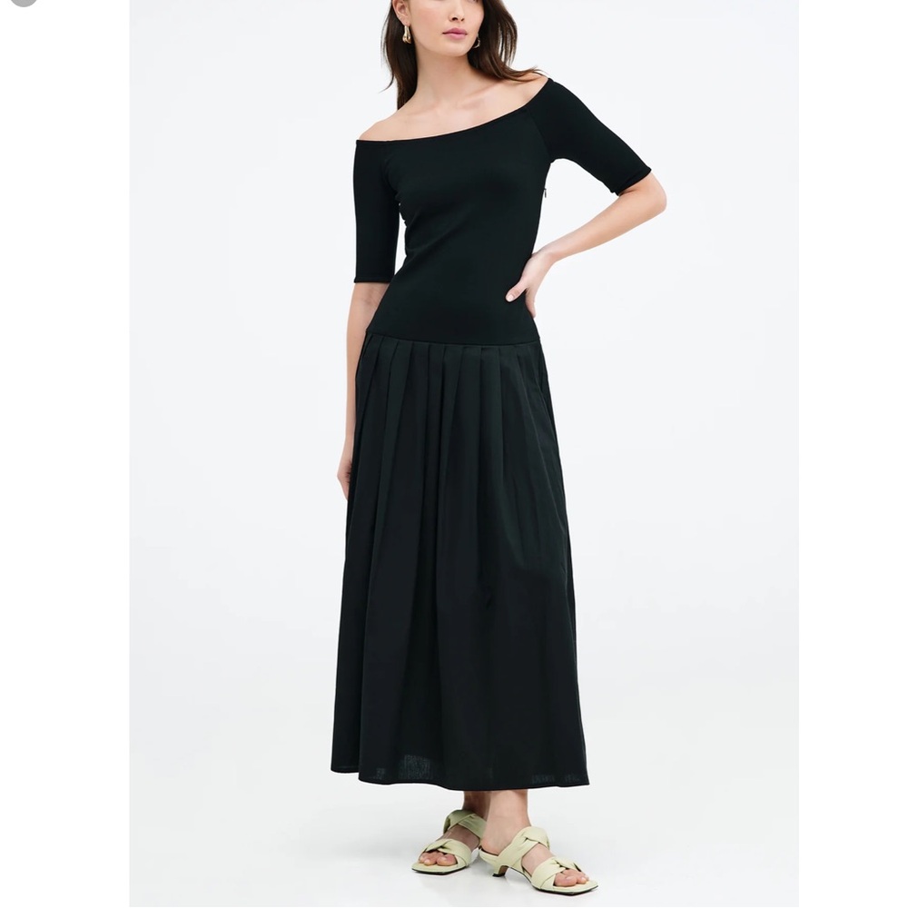 Marcella NYC Mila Maxi Dress Size M Women Off The Shoulder Pockets In Black